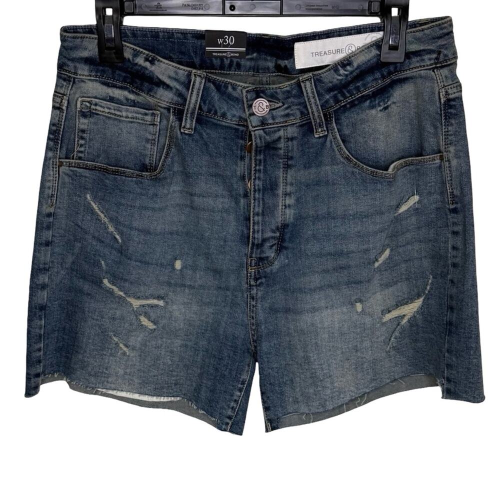 Treasure & Bond Foster Boyfriend High Rise Distressed Shorts Women’s Sz 30 NWT